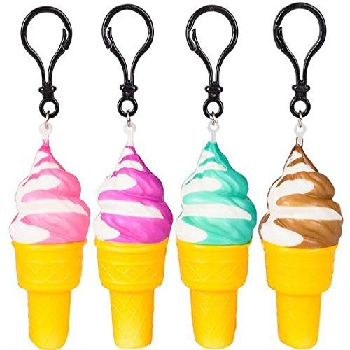 4 inches Squish Ice Cream Cone Clip On, Case of 12