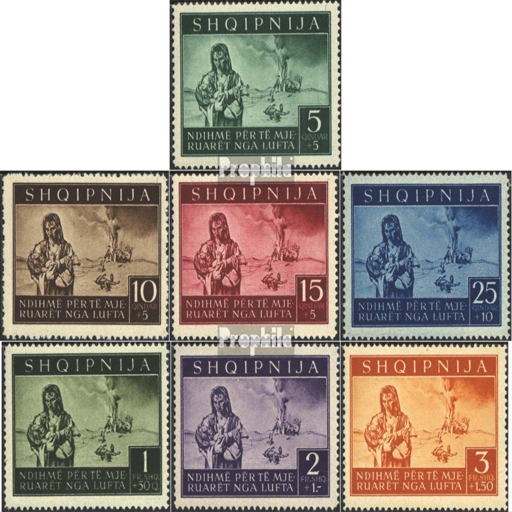 Albania (German.cast.2.World.) 15-21 (Complete.Issue.) unmounted Mint/Never hinged ** MNH 1944 Opferhilfe (Stamps for Collectors)