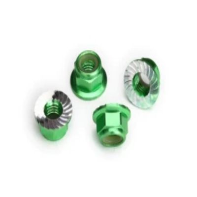 Traxxas 8447G Green Serrated Aluminum 5mm Flanged Nylon Locking Nuts