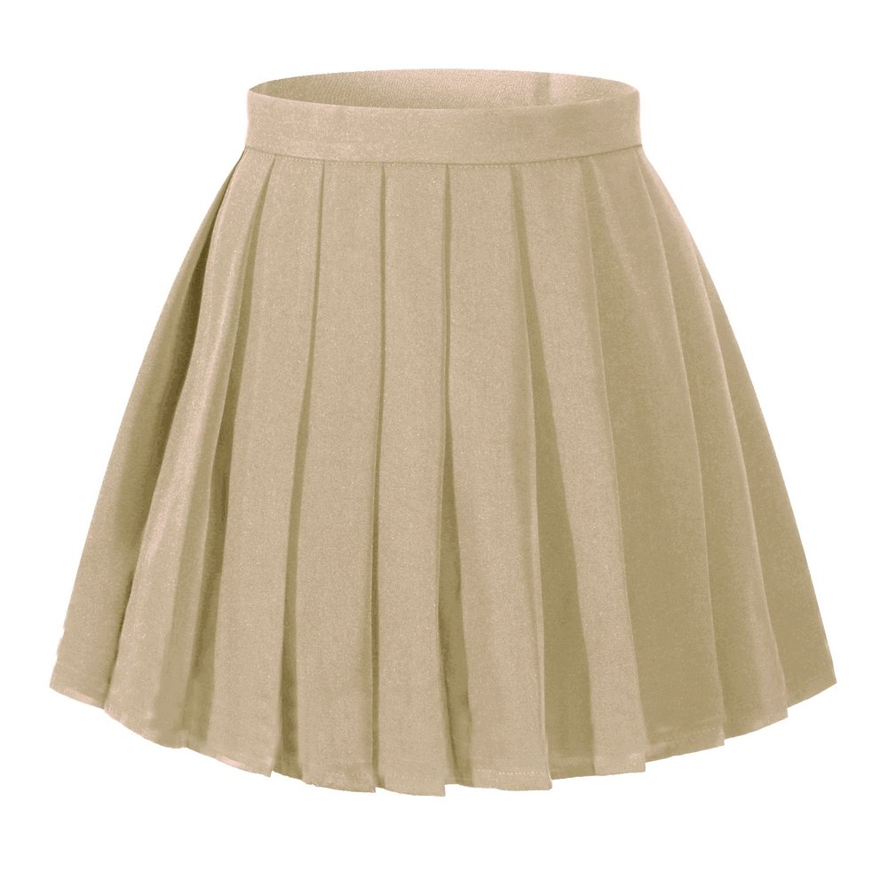 Beautifulfashionlife Girl's Pleated A-line Skirt Fancy up Dress (XS,Khaki)