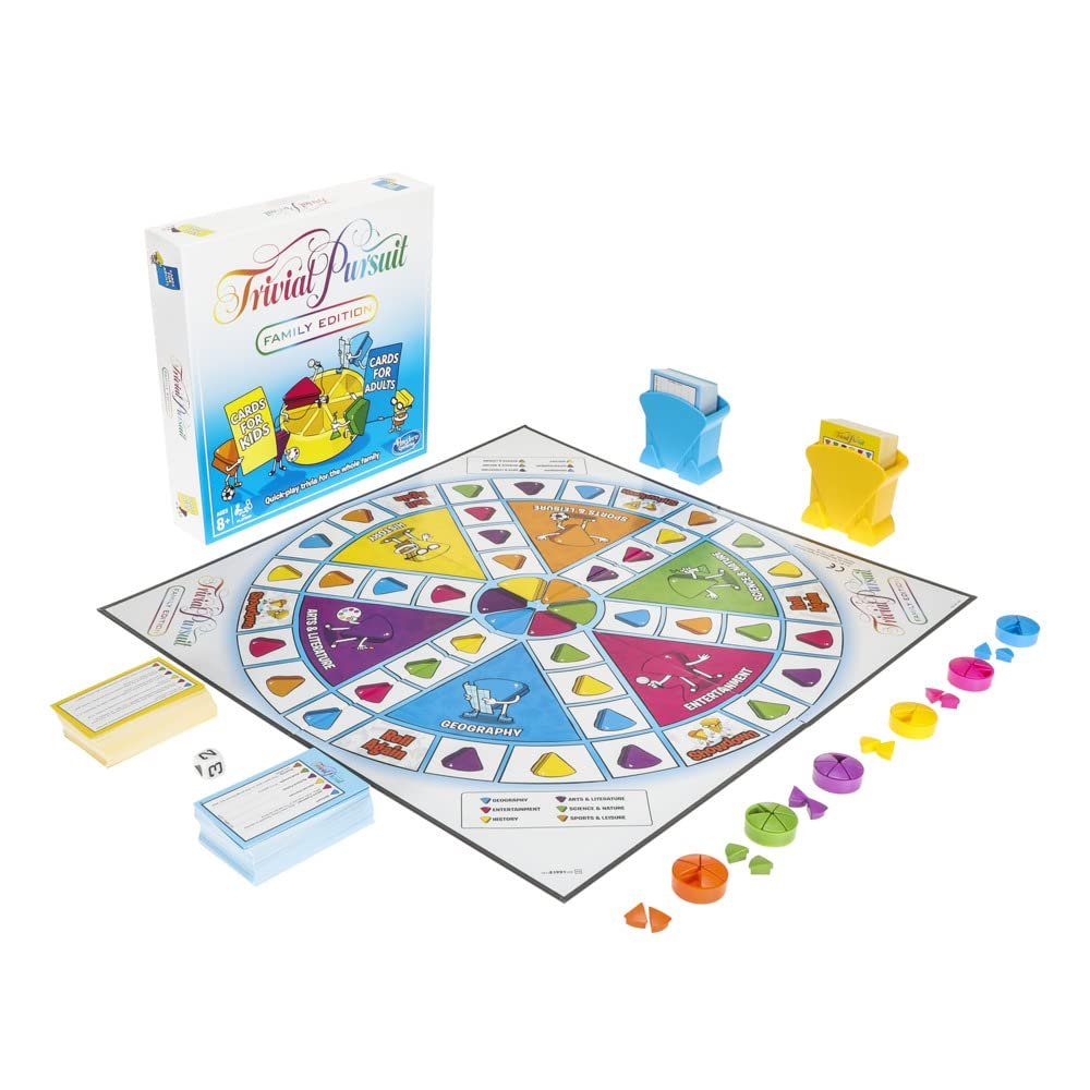 Hasbro Gaming Trivial Pursuit, Family Edition, Trivia Board Game for 2 Players or More, Party Games for 8+ Year Old Boys and Girls