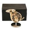 Dselvgvu Miniature French Horn with Stand and Case Brass Mini Musical Instrument French Horn Replica Collectible Figurines Dollhouse Accessories Model Home Decoration Display Ornament (3.75"x1.77") view 1