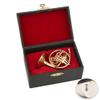 Dselvgvu Miniature French Horn with Stand and Case Brass Mini Musical Instrument French Horn Replica Collectible Figurines Dollhouse Accessories Model Home Decoration Display Ornament (3.75"x1.77") view 3