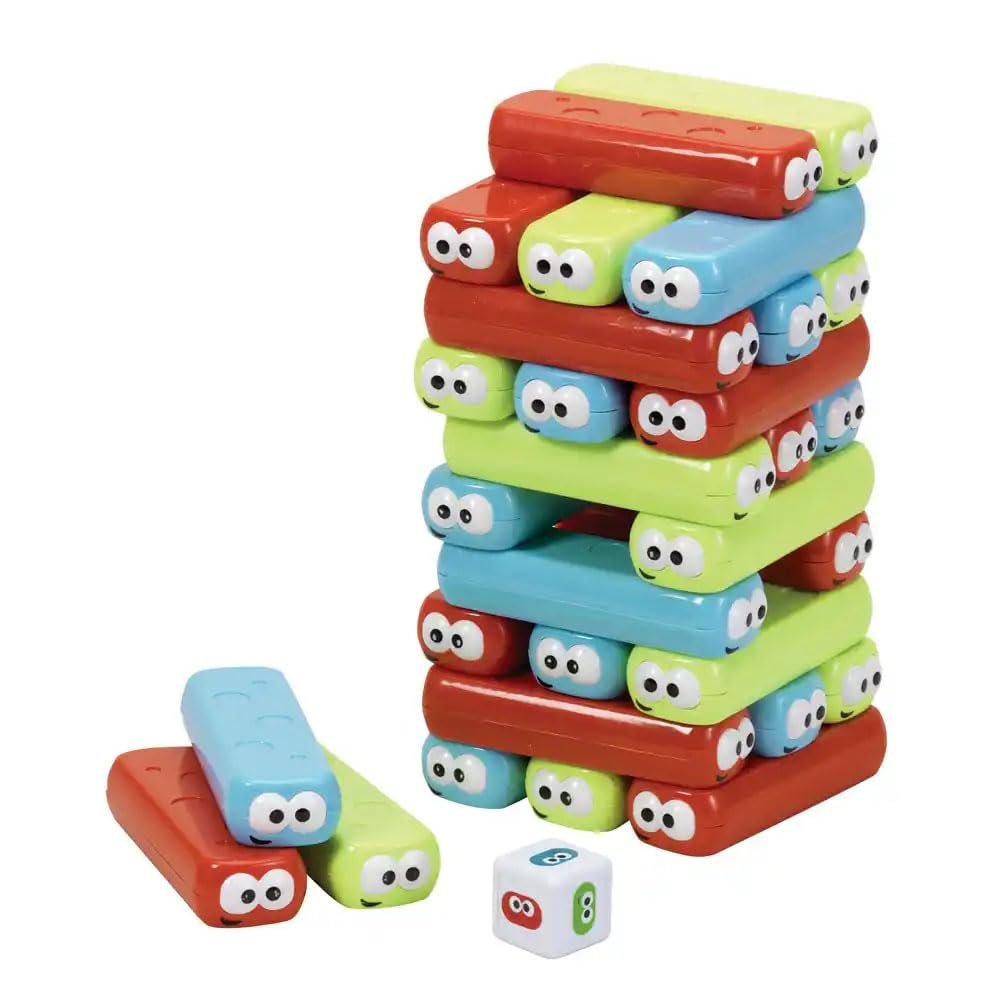 Bits and Pieces Happy Stackers Game Colorful Tower Stack Game Easy to Play Stacking Toy for Kids and Family Pre-School Daycare Center Toys for Ages 3 and Up, 2-4 Players