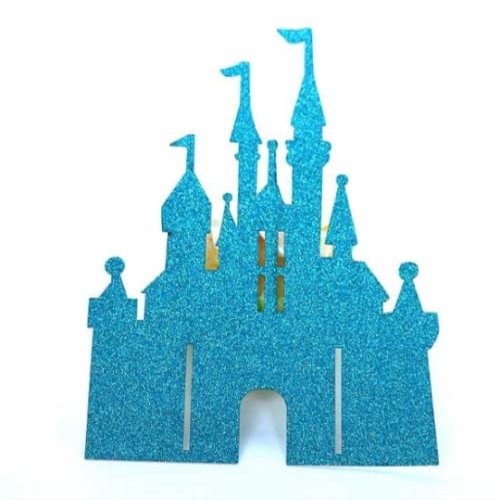Blue Castle Cake Topper Princess Cake Castle Blue Glitter (ab-25)