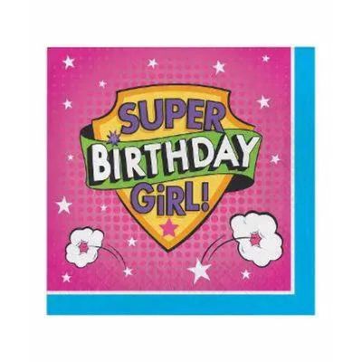 16Paper Napkins Happy Birthday Super Heroes One Size