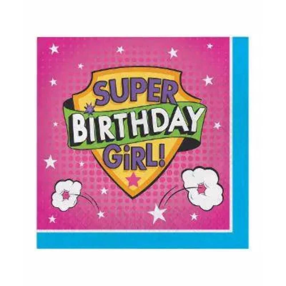 16Paper Napkins Happy Birthday Super Heroes One Size
