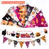2025 Halloween Banner Party DecorationPre-Assembled Cute Halloween Garland Bunting Banner Triangle Flag with Foil Swirl Ceiling Hanging Cards, Pumpkin Ghost Witches Bat Spider Skull Sticker view 2