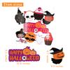 2025 Halloween Banner Party DecorationPre-Assembled Cute Halloween Garland Bunting Banner Triangle Flag with Foil Swirl Ceiling Hanging Cards, Pumpkin Ghost Witches Bat Spider Skull Sticker view 4