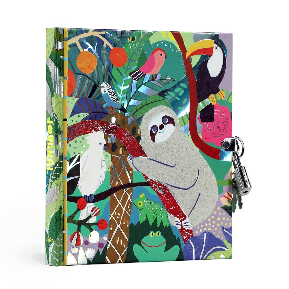 eeBoo: Secret Sloth Hardcover Journal with lock and key, Perfect Way to Practice Gratitude and Mindfulness, Foil Cover and Spine, Perfect for Ages 5 and up
