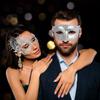 Coddsmz Couple Masquerade Mask Metal Masks Venetian Party Mask Halloween Costume Mask Mardi Gras Mask Party Evening Bar Prom Ball Mask Set for Women and Men Costumes Accessory (Silver+Silver) view 3
