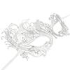 Coddsmz Couple Masquerade Mask Metal Masks Venetian Party Mask Halloween Costume Mask Mardi Gras Mask Party Evening Bar Prom Ball Mask Set for Women and Men Costumes Accessory (Silver+Silver) view 4