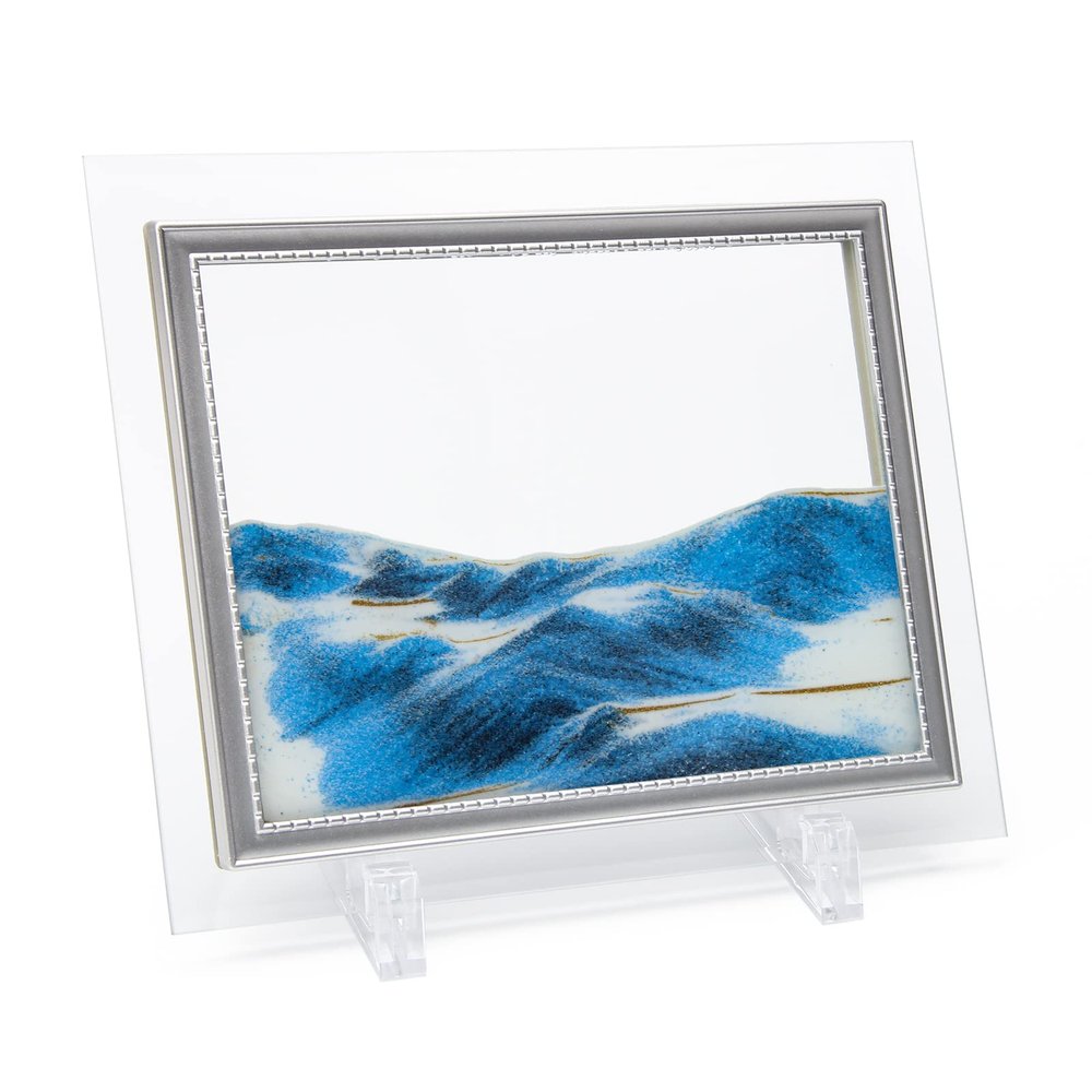 Coitak Moving Sand Art Picture, Sandscape, Moving Desktop Art for Home Decor and Office, Medium Size 9x7(Blue)