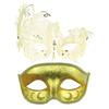 Coddsmz Couple Masquerade Masks Metal & Plastic Venetian Party Mask Set (Gold+Gold) view 1