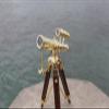 Humaira Nauticals Brass Handmade Nautical Marine Double Barrel Telescope With Wooden Tripod A view 4