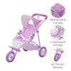 Olivia's Little World Baby Doll Jogging-Style Stroller with Canopy, Seatbelt and Storage Space, Purple and White view 3