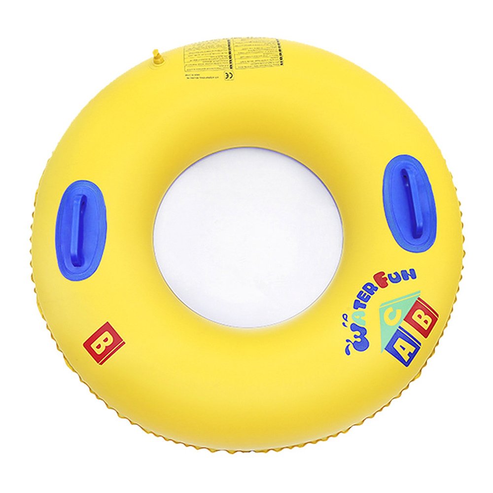 39 inch Yellow Swimming Rings for Adults Teens, Inflatable Swimming Pool Float Portable Swim Ring Floating Tube with Handles Summer Outdoor Beach Pool River Sea Party Lounger Rafts Swim Toys