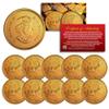 2005 Canadian Caribou Quarter UNC Queen Elizabeth II 24K Gold Plated - Qty 10 view 1