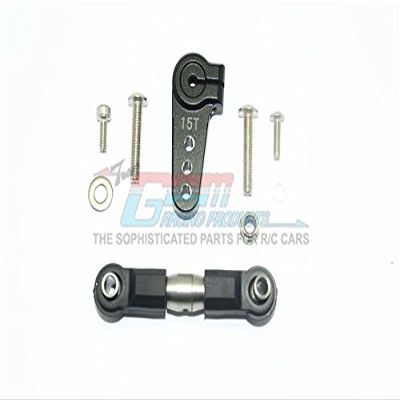 GPM For Losi 1/6 Super Baja Rey 4X4 Desert Truck Upgrade Parts Aluminum Servo Horn With Stainless Steel Adjustable Tie Rod - 1 Set Black