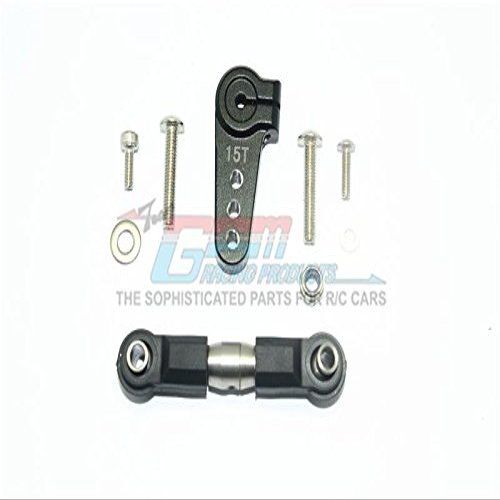 GPM For Losi 1/6 Super Baja Rey 4X4 Desert Truck Upgrade Parts Aluminum Servo Horn With Stainless Steel Adjustable Tie Rod - 1 Set Black