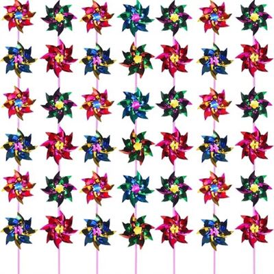 50 Pcs Plastic Rainbow Pinwheel for Kid Party Pinwheels DIY Lawn Windmill Set for Teenagers Toy Garden Party Lawn Decor, Assorted Color