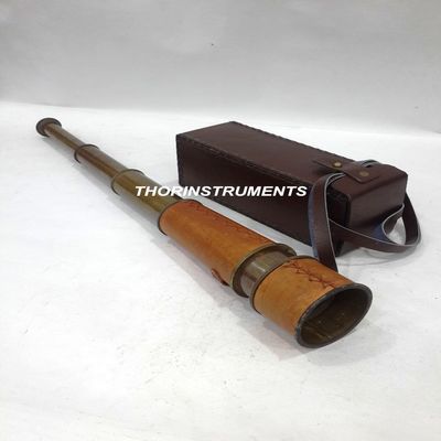 Antique Royal Navy Nautical Telescope Spyglass W/Red Leather case Gift Rustic Vintage Home Decor Gifts