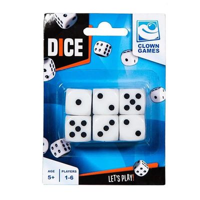 Clown Games - Black and White Dice - 6 Pieces