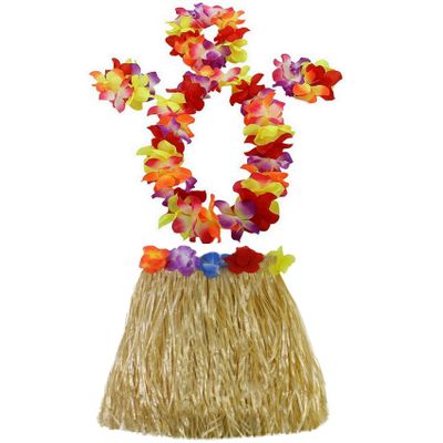 1 Set 40cm Kids Party Hawaii Dress Hula Grass Skirt - Double Layer Thickened HawaiiSkirt for Luau Party Decorations Supplies