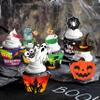 164PCS Halloween Cupcake Toppers Wrappers - Spider Web Pumpkin Zombie Hand Cake Party Decorations Supplies view 3