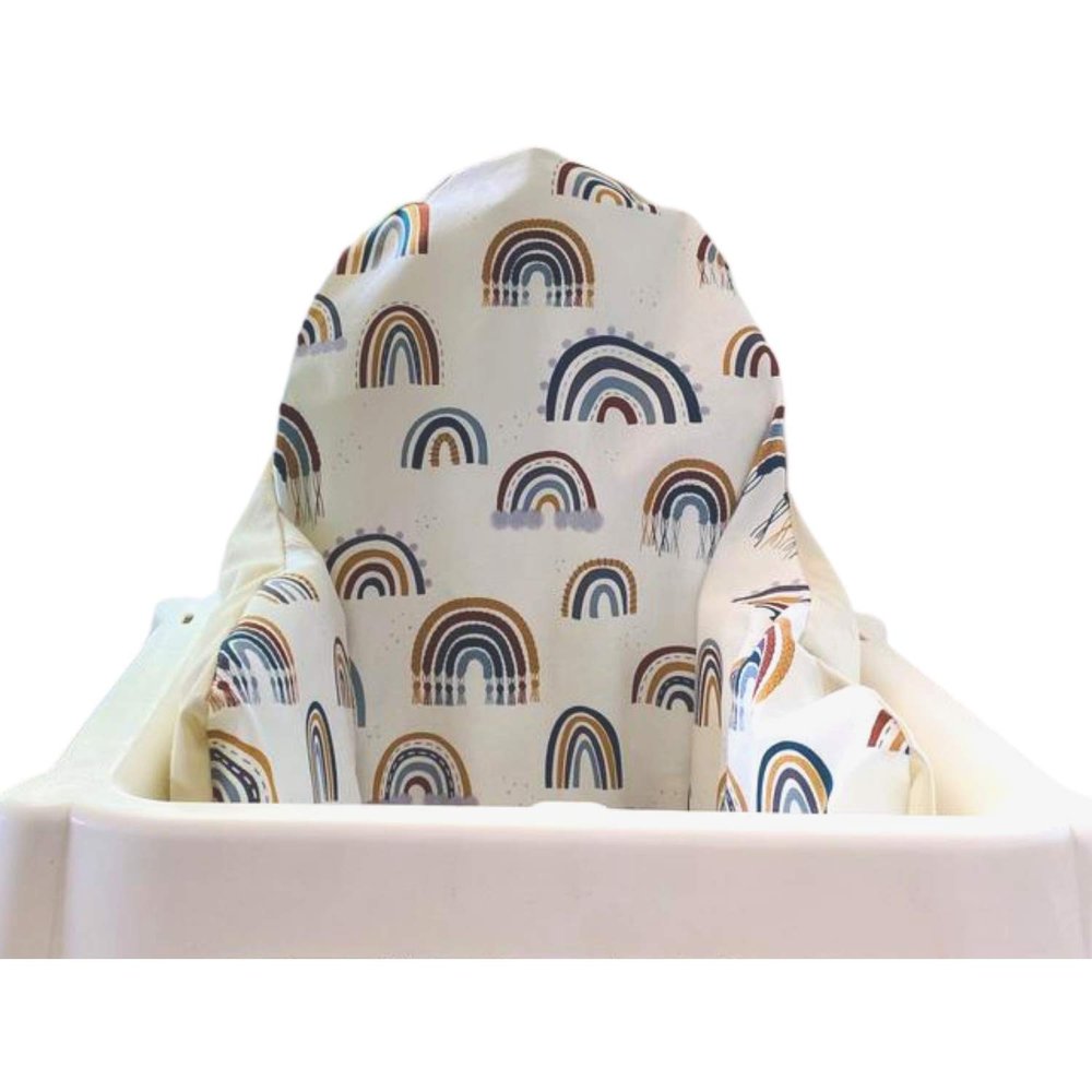 High Chair Cover, Cushion Slipcover, Rainbows, First Birthday Decor