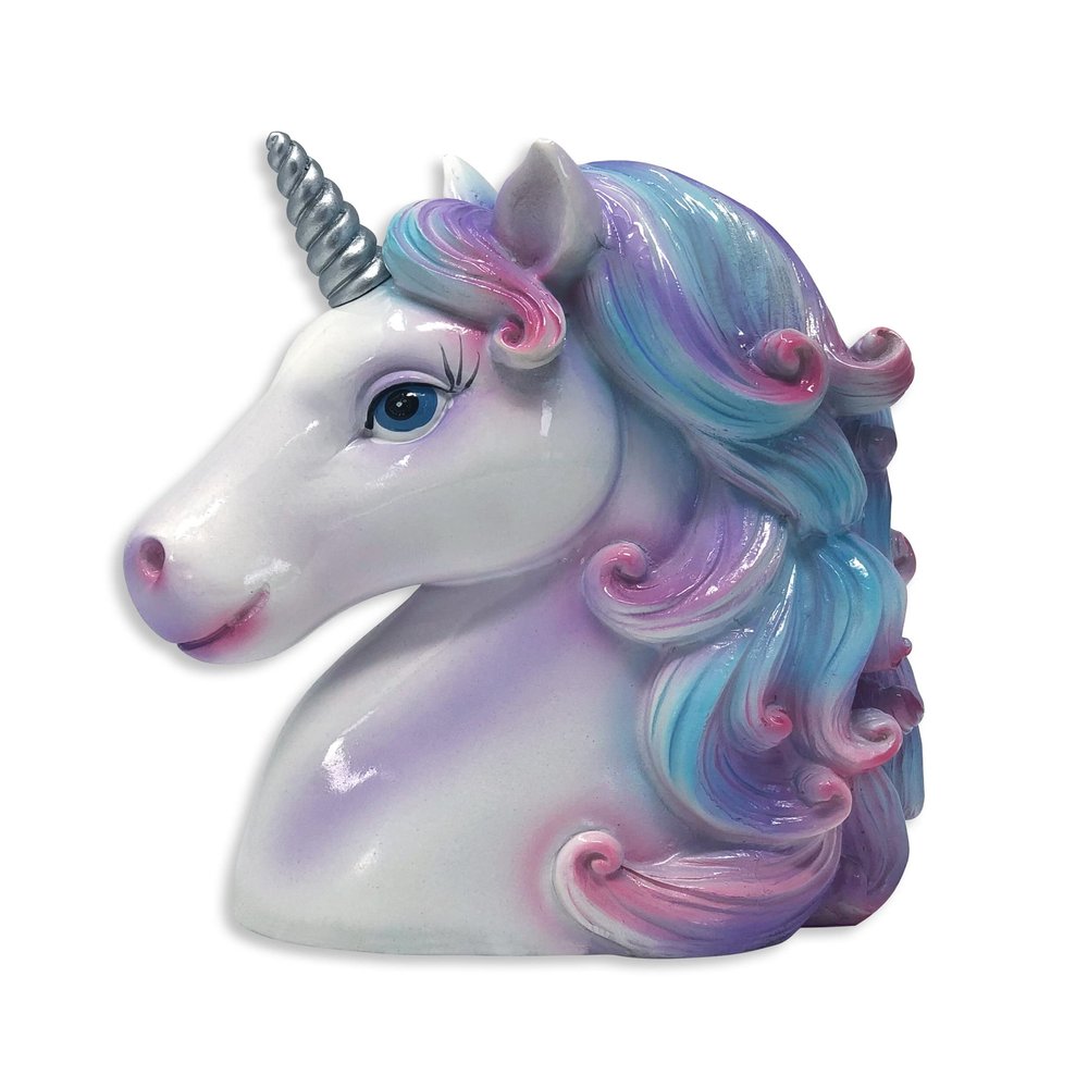 Silver Metallic Horn Unicorn Coin Money Bank Container 5.5 x 5 x 3.5