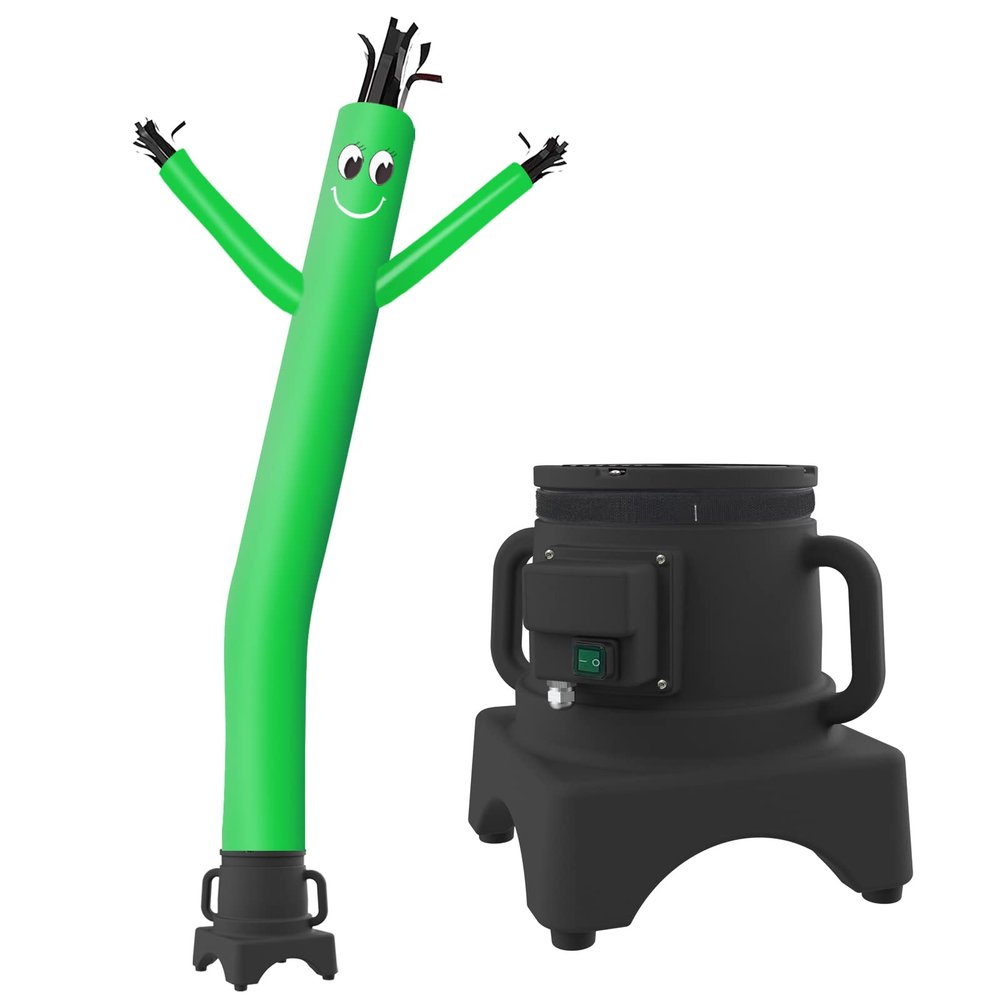 MOUNTO 8FT Inflatable Waving Man Fly Puppet Dancer with Blower (Green)