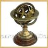 Mahira Nautical Ares India 5" Nautical Brass Armillary Sphere World Globe Rosewood Base Table Decor Gift view 2