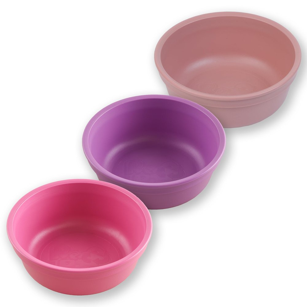 Re-Play 12 oz. Toddler Bowls Set of 3 - Kids Deep-Walled, Durable & Reusable Snack and Meal Bowls, Dishwasher & Microwave Safe, BPA-Free, Made in USA from Recycled Plastic, Berry