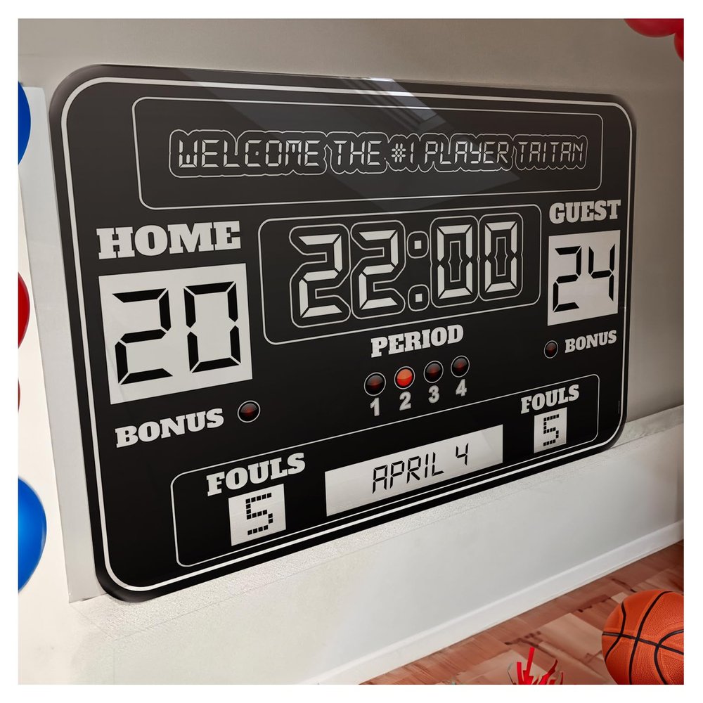 Basketball Birthday Party Banner, Basketball Scoreboard, Birthday Party Poster, Personalized Basketball Scoreboard, Scoreboard, Kids Party, Party Supply Poster Print