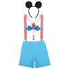 Baby Boy 1st Birthday Cake Smash Outfits Party Suspenders Diaper Nappy Cover Bow Tie Mouse Headband 3pcs Clothes Set Chevron Striped+Blue view 2
