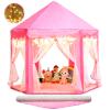 Princess Castle Tent with Rug for Girls Fairy Play Tents for Kids Hexagon Playhouse with Fairy Star Lights Toys for Children or Toddlers Indoor Games (Pink Princess Tent with Rug) view 1