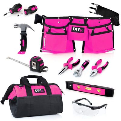 DIY Jr. My First Pink Tool Set - Real Child-Sized Tools for Girls with Toolbelt