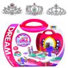 Pretend Play for Girls, 21 Pieces Vanity Set w/ Mirror +3 Jeweled Tiaras, Beauty Hair Salon Kit, Play Makeup Toys for 3 Years Old, Best Christmas and Birthday Gift for Preschoolers view 2