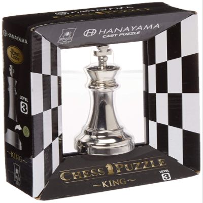 BePuzzled Hanayama Metal Cast King Chesspiece Puzzle Find Lucky Coins, Advanced Challenging Brain Teaser Game for Kids Age 8 & Above (Level 2)