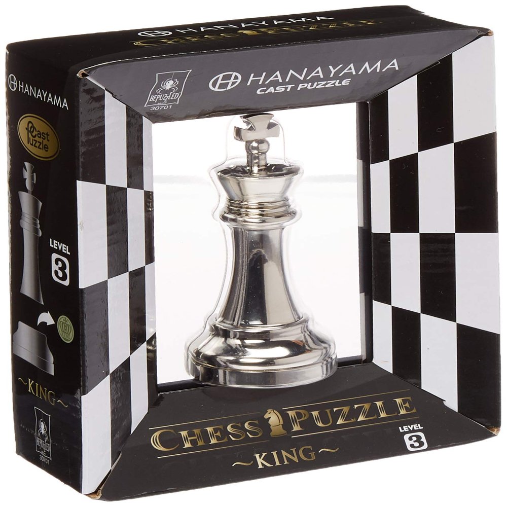 BePuzzled Hanayama Metal Cast King Chesspiece Puzzle Find Lucky Coins, Advanced Challenging Brain Teaser Game for Kids Age 8 & Above (Level 2)