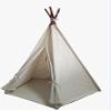 Laylala Teepee Tent.Children India Teepee-Embroidery Elephant-Preassemble. 5 Poles Design (Light Brown Color) view 3