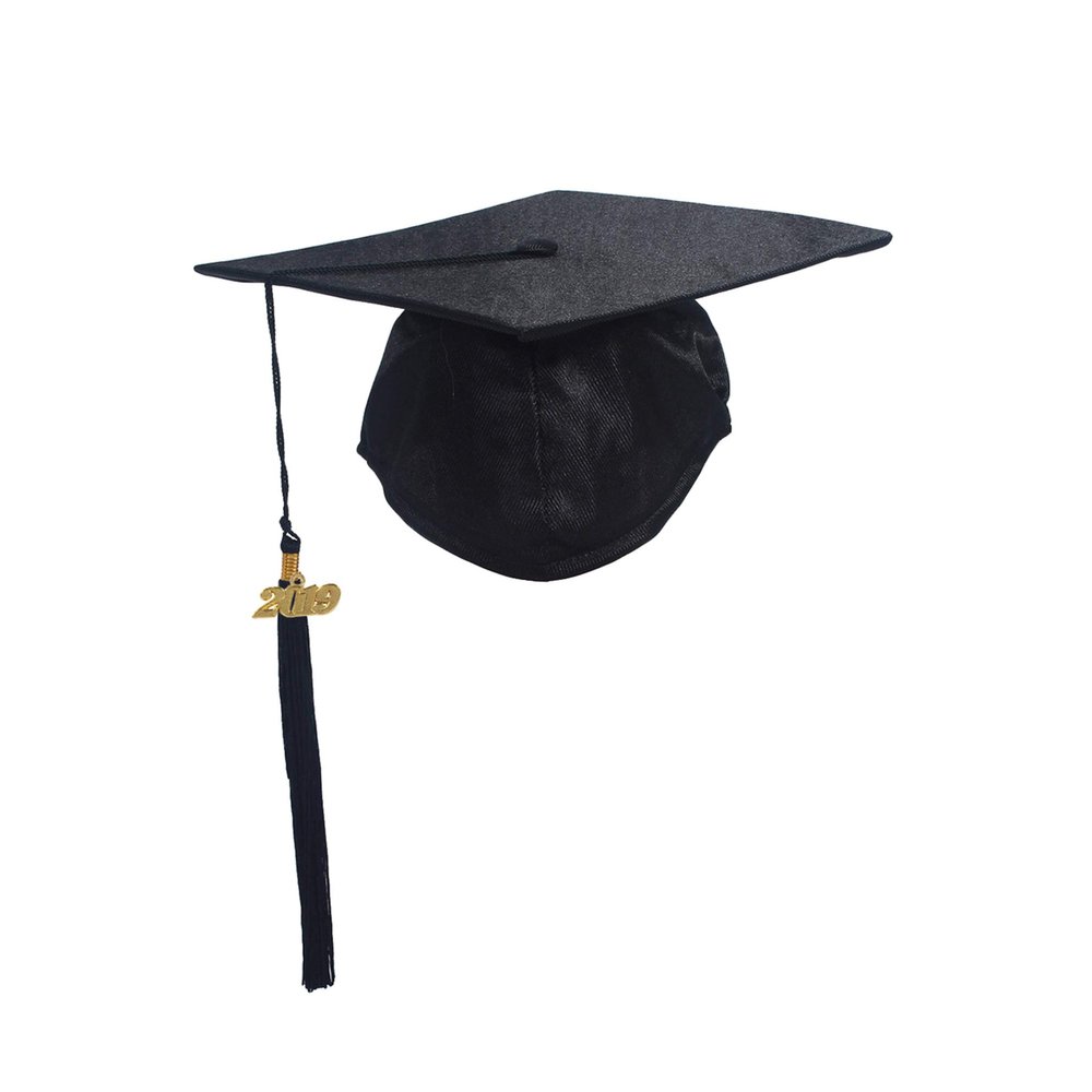 GraduationService Unisex Graduation Kindergarten Shiny Cap with Tassel Year Charm 2019 Black