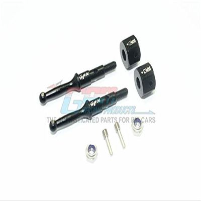 GPM For Tamiya T3-01 Dancing Rider Trike Upgrade Parts Aluminum Rear Wheel Shaft With Hex Adapter (+2mm) - 4Pc Set Black