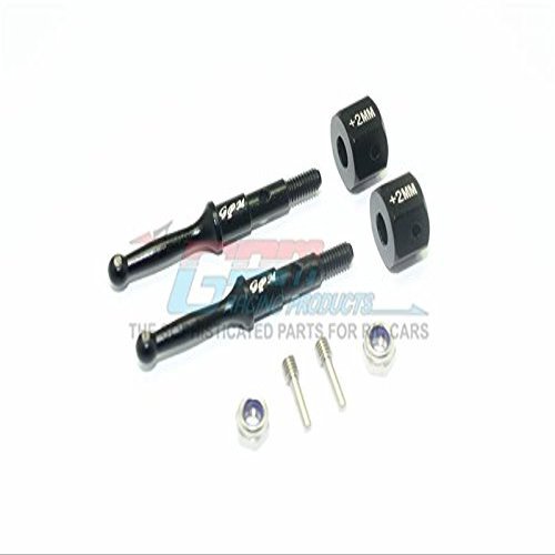 GPM For Tamiya T3-01 Dancing Rider Trike Upgrade Parts Aluminum Rear Wheel Shaft With Hex Adapter (+2mm) - 4Pc Set Black