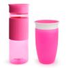 Munchkin Miracle 360 Spill Proof Sippy Cups, 24 and 10 Ounce, 2 Pack, Pink  Toddler and Adult Set view 1