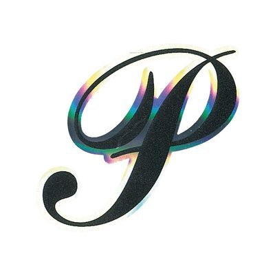 4R Quattroerre.it Holographic Letter P Sticker, Black Metal