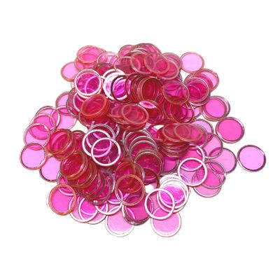 MR CHIPS Magnetic Bingo Chips with Metal Ring 3/4 Inch 200 Upgraded Pieces Pink Transparent - Available in 7 Colors A Reusable Storage Bag