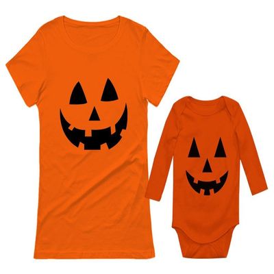 Tstars Jack O' Lantern Pumpkin Mom Baby Matching Set Funny Halloween Costume Shirts Mom Orange Small/Baby Orange 6M (3-6M)