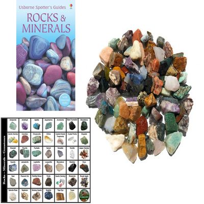 Kolt Mining Rock Collection Kit - 4lb Natural Crystal & Mineral Specimens for Rock Hounds - Geology Science Kit with 64-Page Identification Guide